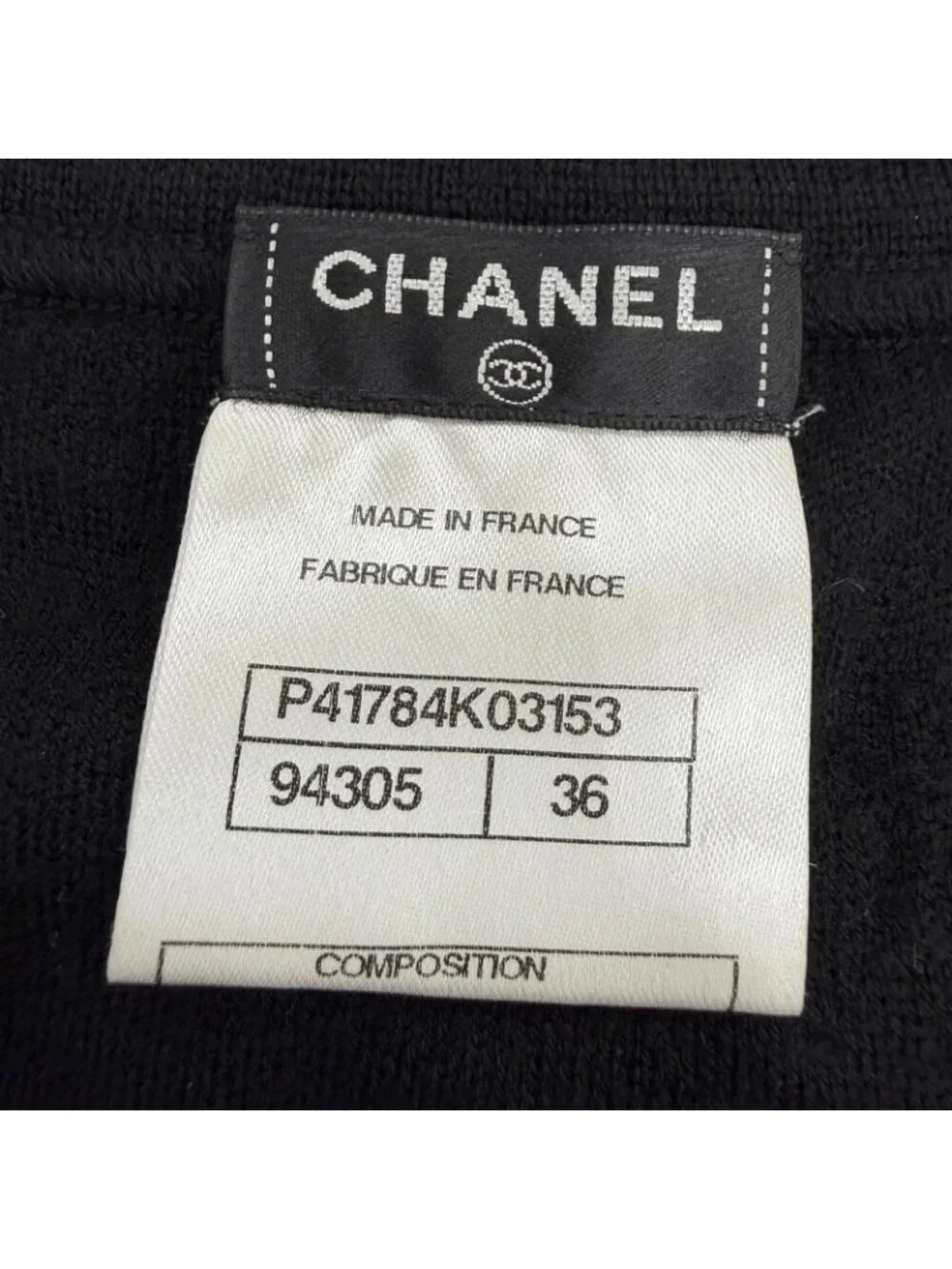 Chanel Wool CC Logo Plate Long Sleeve Knit Dress Black 36